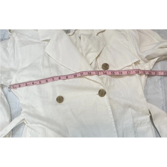 A New Day white belted long trench coat NWT linen blend Woman’s size M classic - Picture 13 of 14